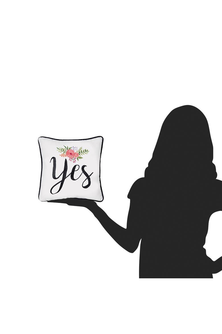 Yes/No Embroidered Small Petite Accent Throw Pillow, Alternate, color, Pink