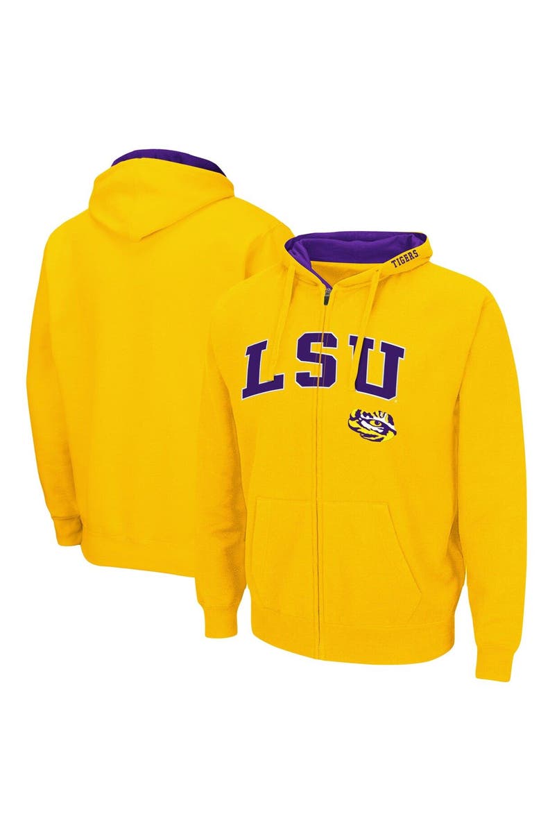 COLOSSEUM Men's Colosseum Gold LSU Tigers Arch & Logo 3.0 Full-Zip Hoodie, Main, color, Gold