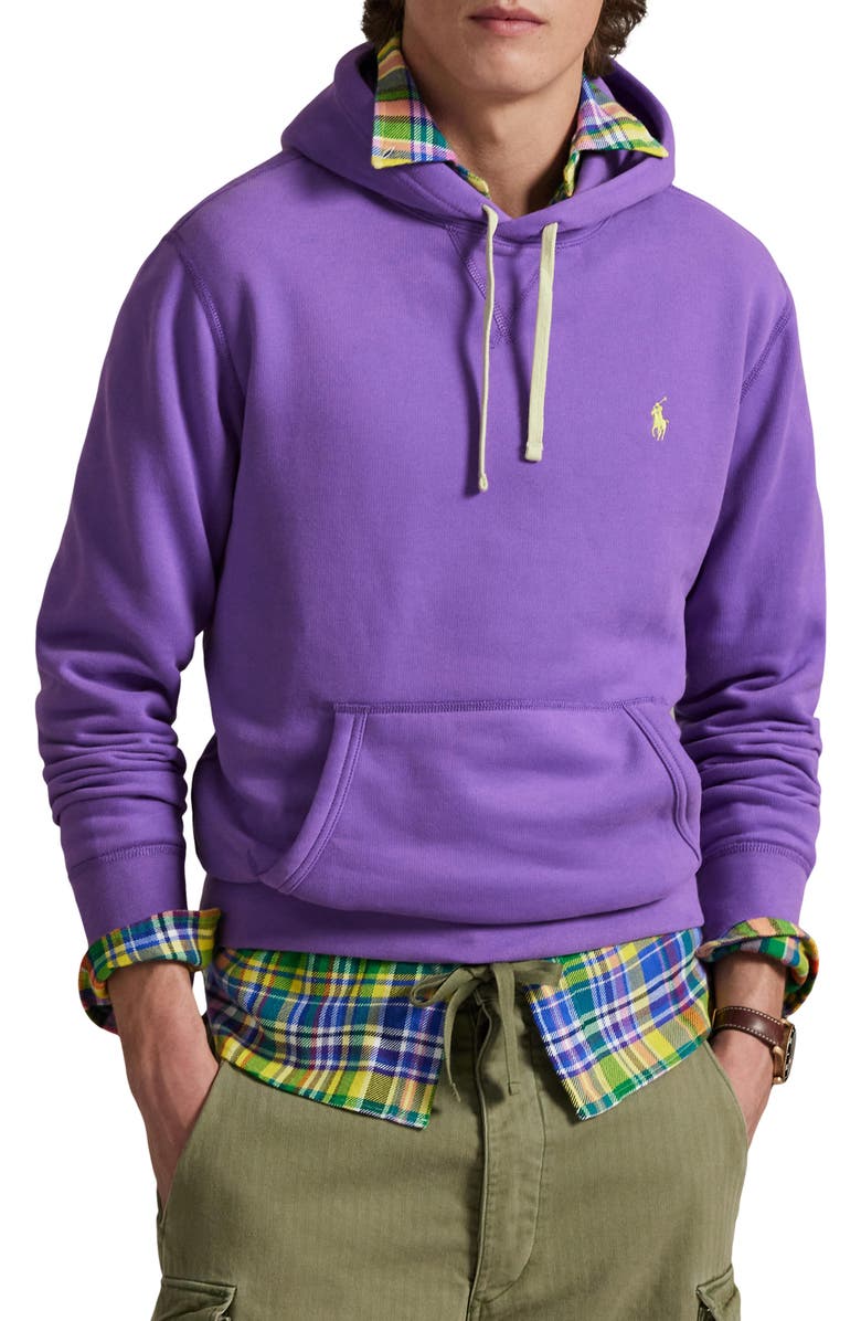 Polo Ralph Lauren Cotton Blend Fleece Hoodie, Main, color, Spring Violet