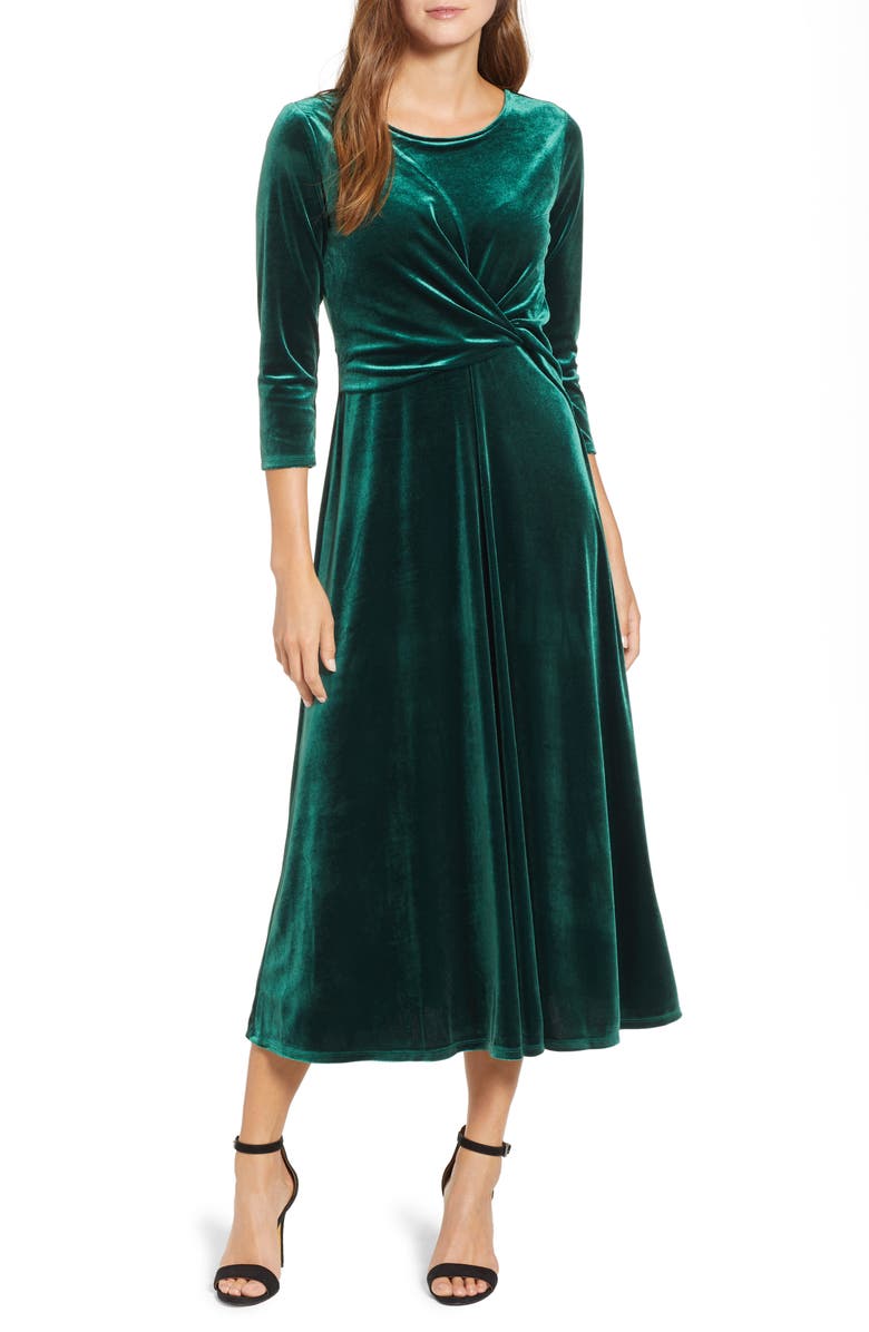 Chaus Velvet Midi Dress, Main, color,