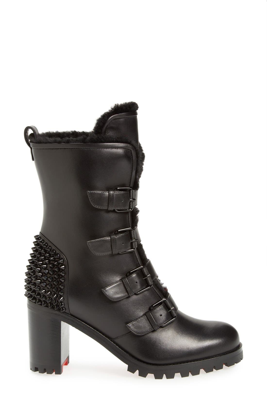 Christian Louboutin 'Glorymount' Studded Buckle Boot, Alternate, color, 