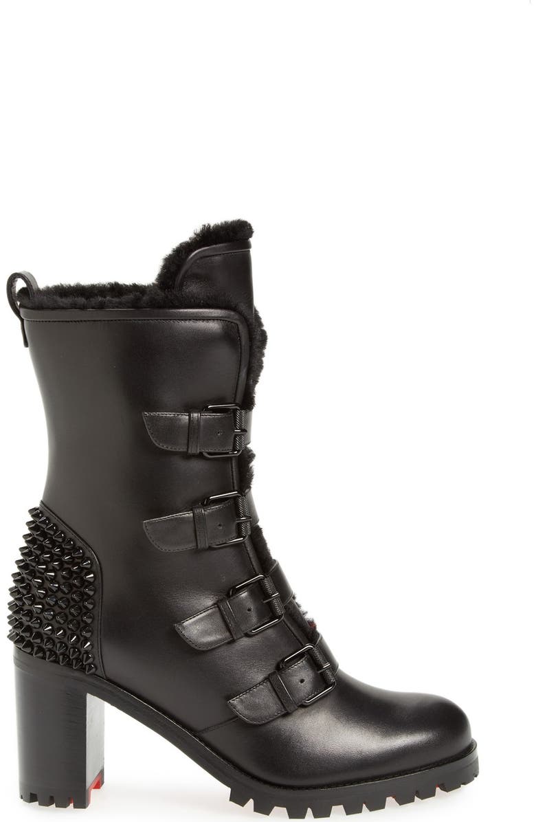 Christian Louboutin 'Glorymount' Studded Buckle Boot, Alternate, color,