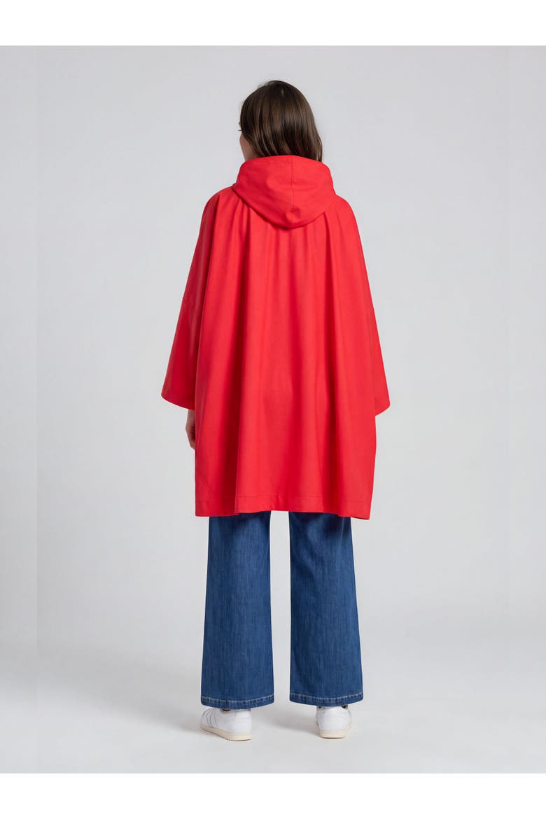 Zip-Front Hooded Poncho, Alternate, color, Poinsettia