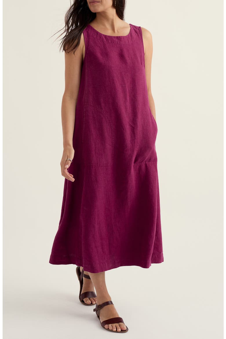 Cresting Waves Sleeveless Linen A-Line Dress, Main, color, DARK FREESIA