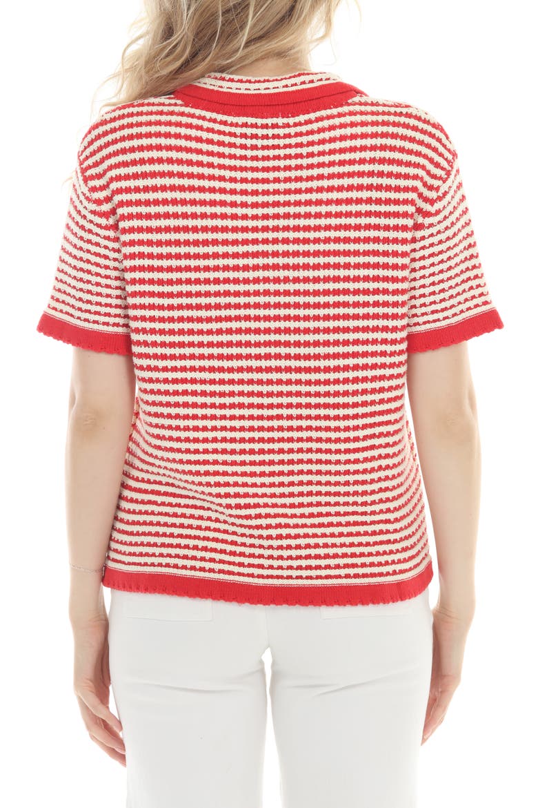 Stripe Open Knit Cardigan, Alternate, color, RED