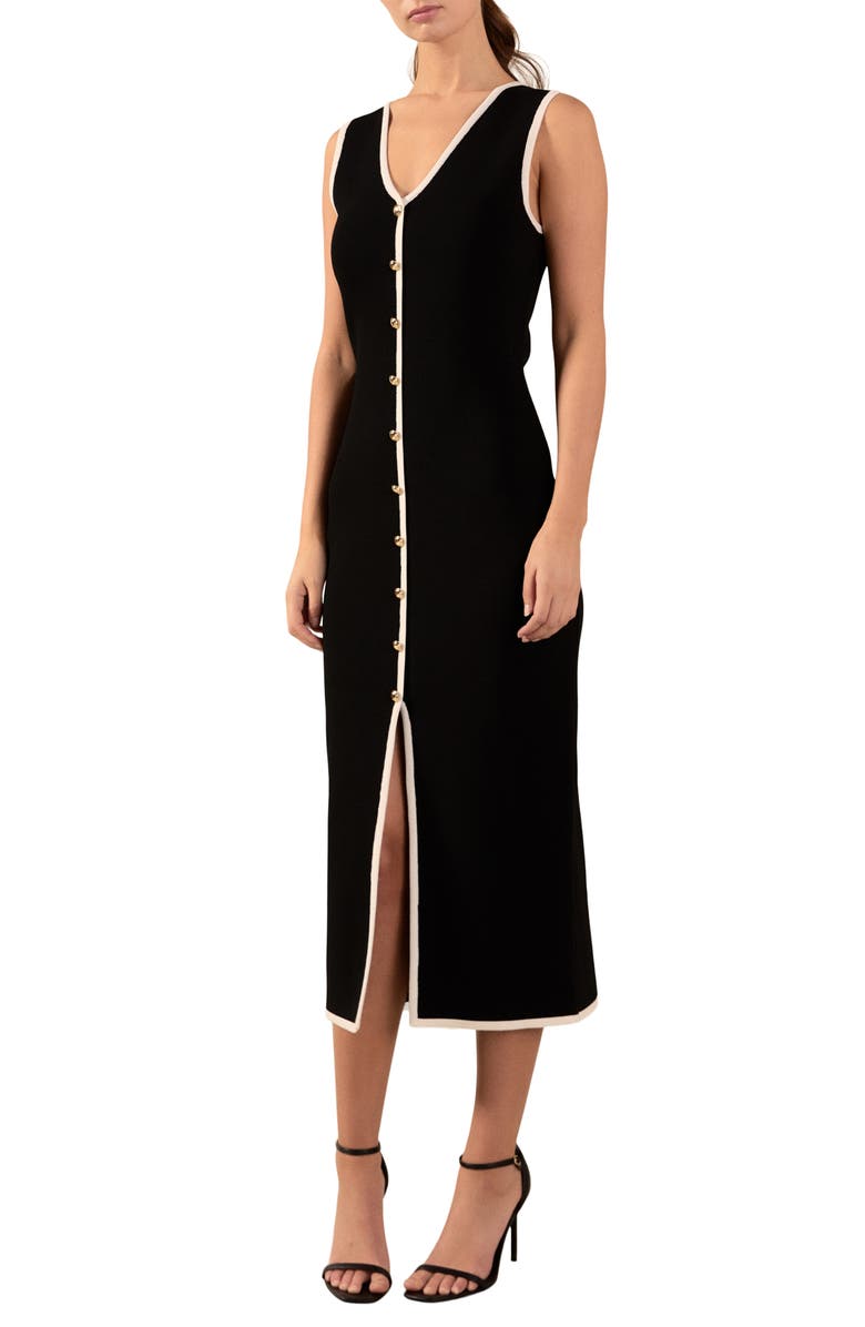 Endless Rose Contrast Sleeveless Maxi Sweater Dress, Main, color,