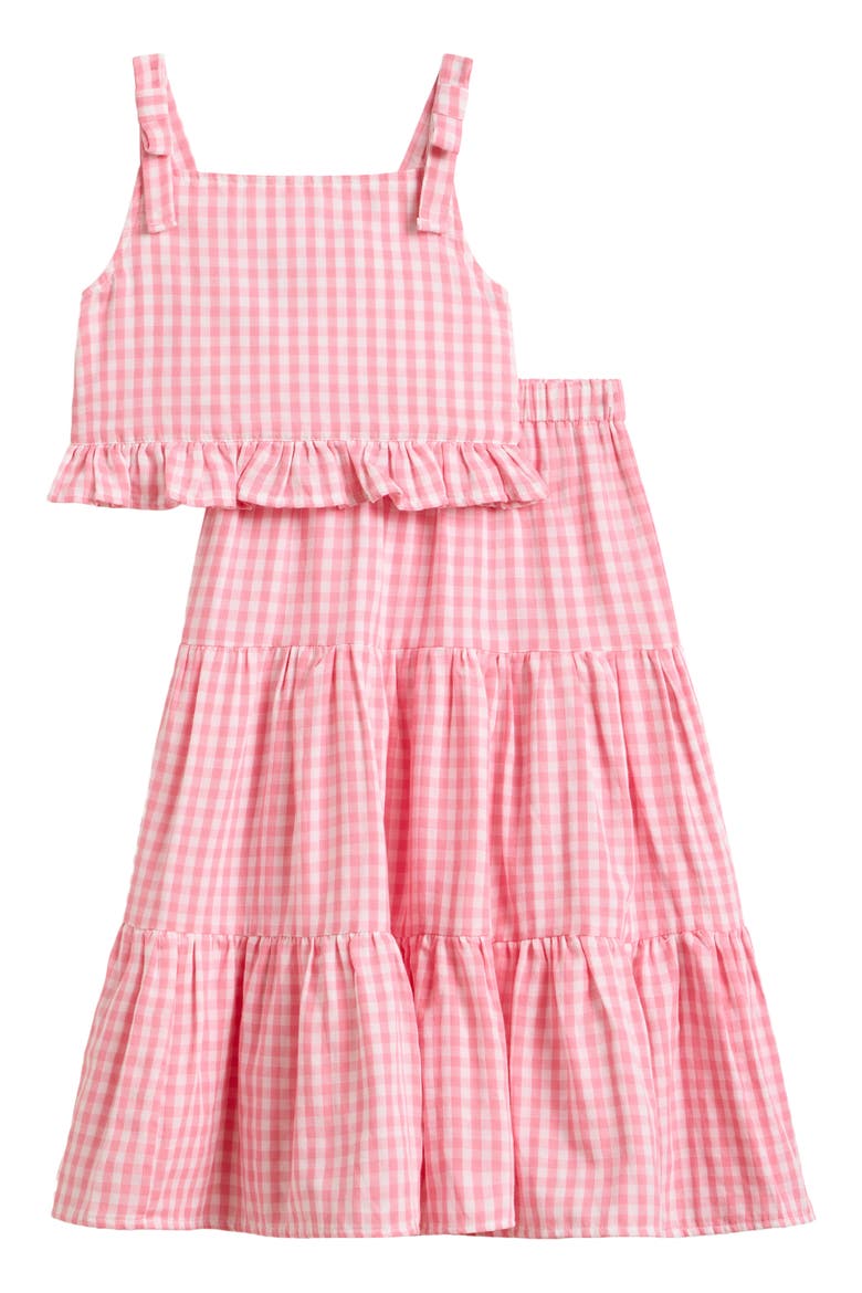 Kids' Vera Ruffle Gingham Tank & Maxi Skirt Set, Main, color, PINK/ WHITE