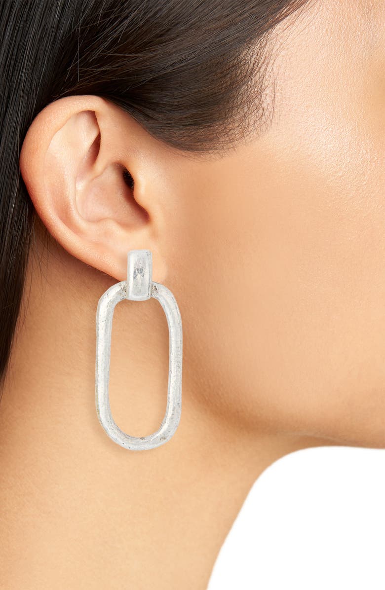 Karine Sultan Hammered Link Drop Earrings, Alternate, color, Silver