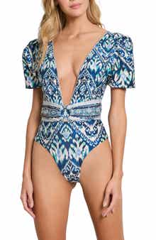 Cosita Linda Short Sleeve Plunge One-Piece Swimsuit
