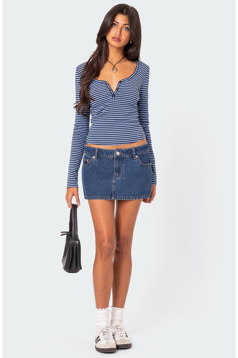 Jocelyn Stripe Stretch Cotton Top, Alternate, color, BLUE
