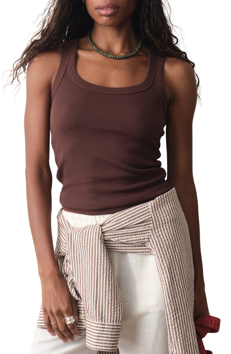 Marine Layer Lexi Sun-In Rib Tank, Main, color, Chocolate