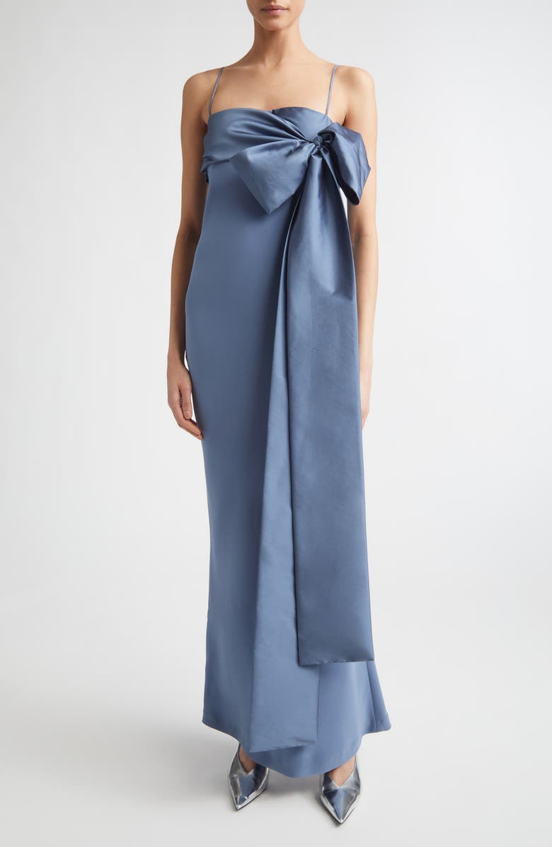 BERNADETTE Bart Taffeta Gown, Main, color, Mid Blue