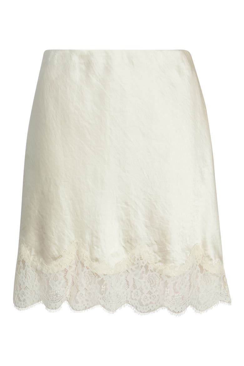 Lace Trim Satin Miniskirt, Main, color, IVORY DOVE
