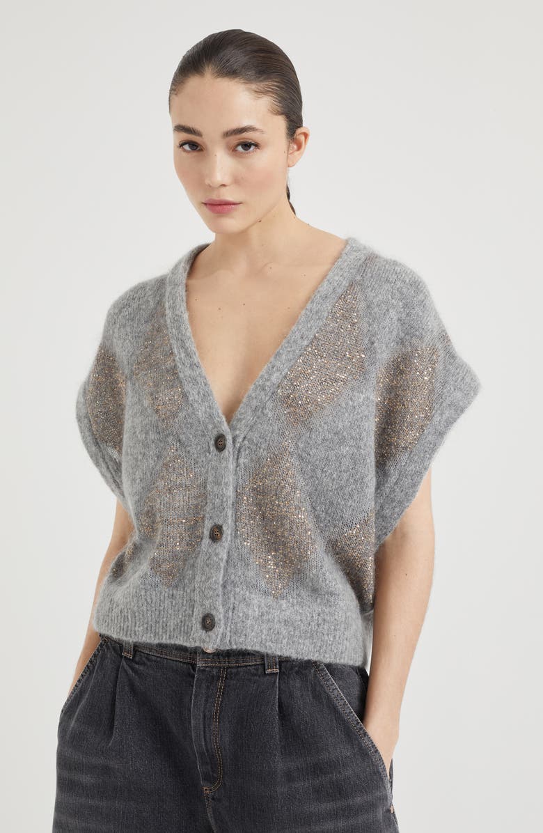 Brunello Cucinelli Dazzling Argyle vest, Alternate, color, 