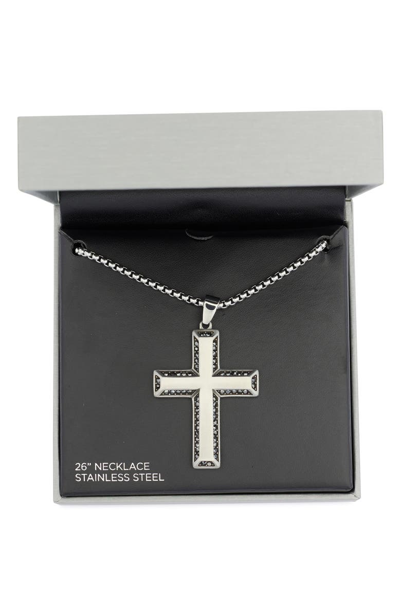 AMERICAN EXCHANGE Men's Cross Pendant Necklace, Main, color, Silver/ Black