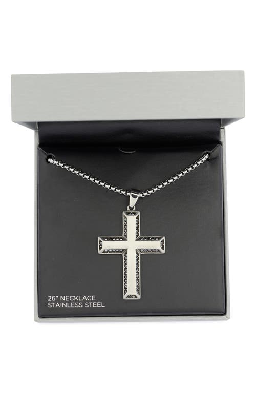 American Exchange Cross Pendant Necklace In Silver/black