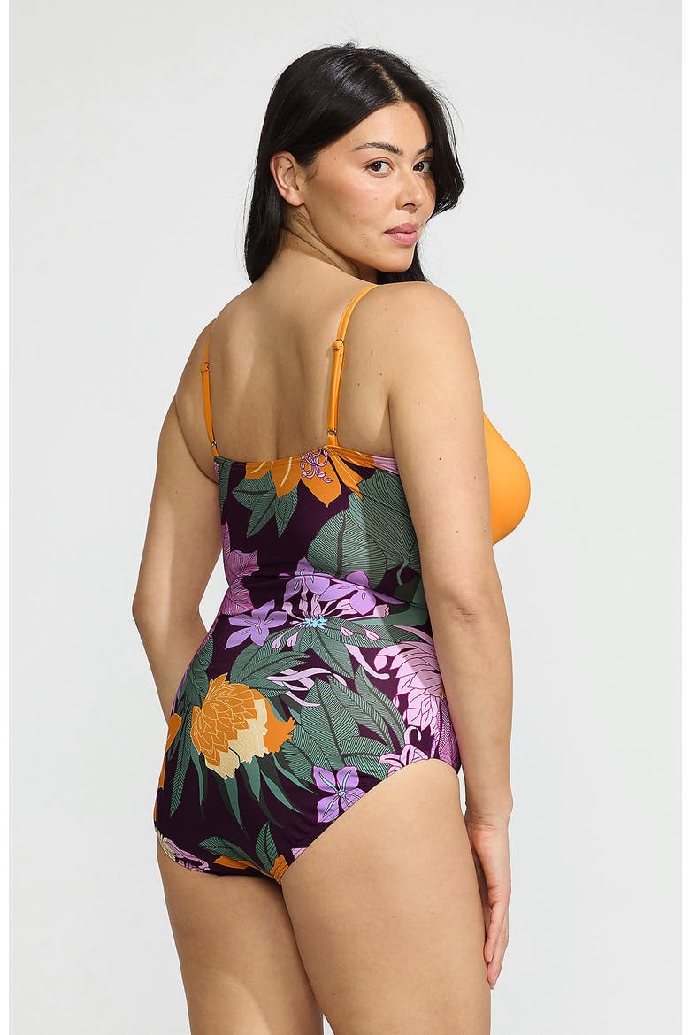 O-Ring Monokini One Piece Swimsuit, Alternate, color, Dark Wine Floral Bloom/Mango