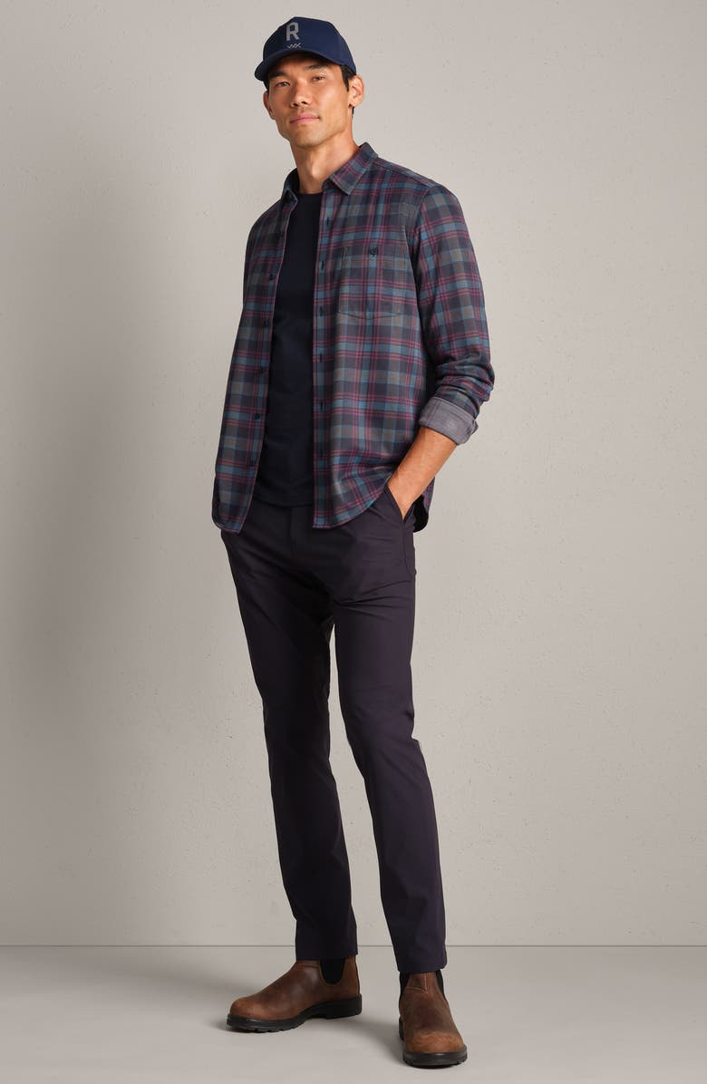 Rhone Hardy Plaid Flannel Button-Up Shirt, Alternate, color, True Navy Plaid