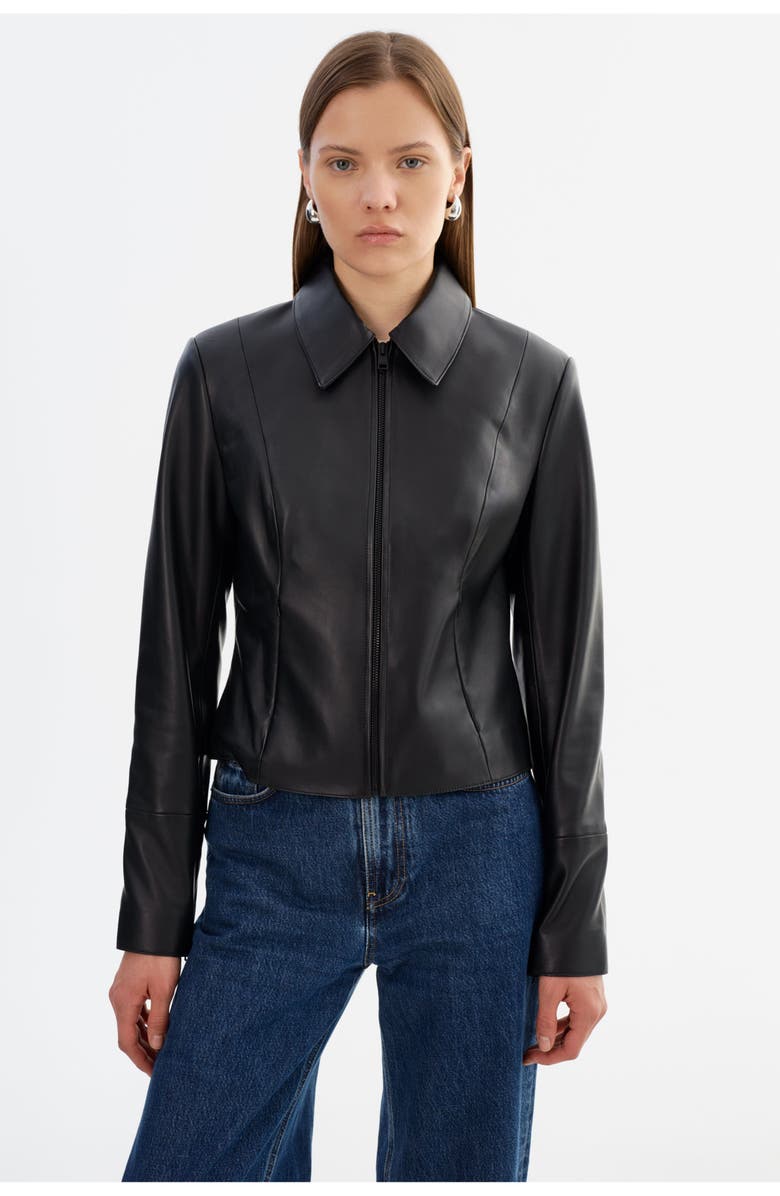LAMARQUE Oceana | Fitted Leather Jacket, Alternate, color, Black