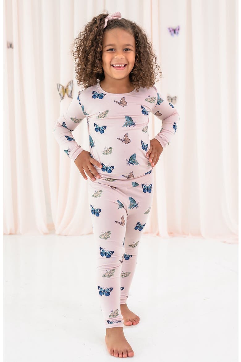 Kids' Fitted Two-Piece Pajamas, Alternate, color, BLUSH BUTTERFLY