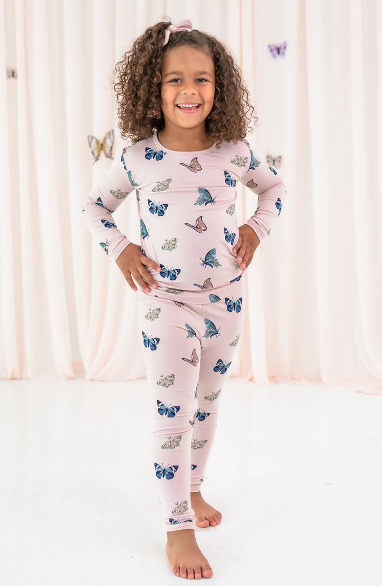 Kyte BABY Kids' Fitted Two-Piece Pajamas, Alternate, color, Blush Butterfly