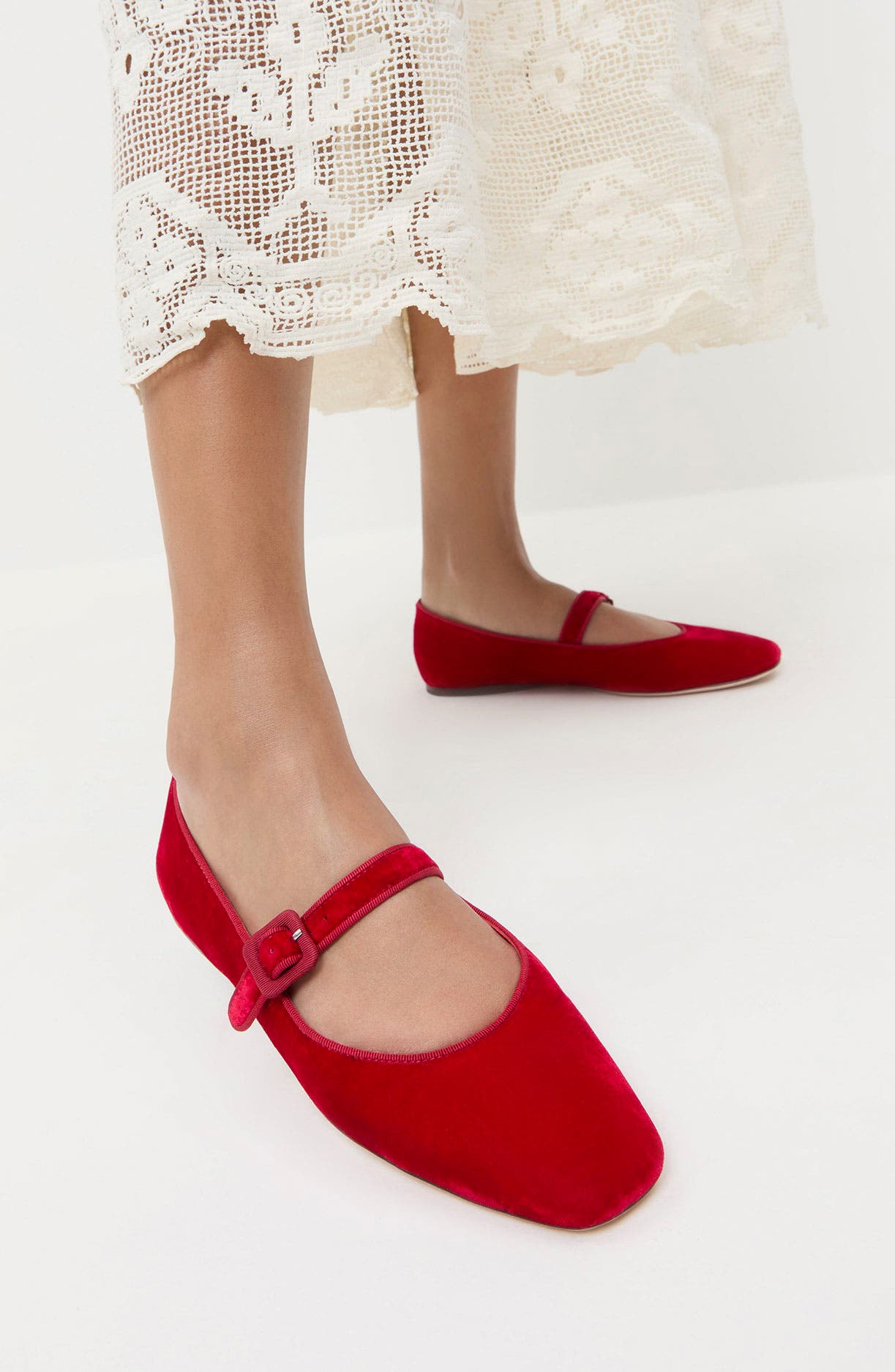 Loeffler Randall Ginger Mary Jane Flat, Alternate, color, Red