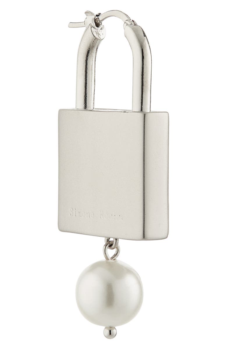 Simone Rocha Faux Pearl Padlock Earrings, Alternate, color, Pearl