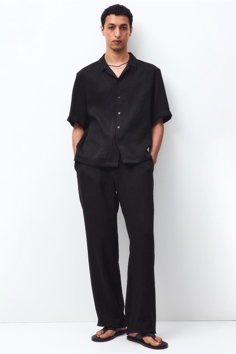 Relaxed Fit Resort Shirt, Alternate, color, Black