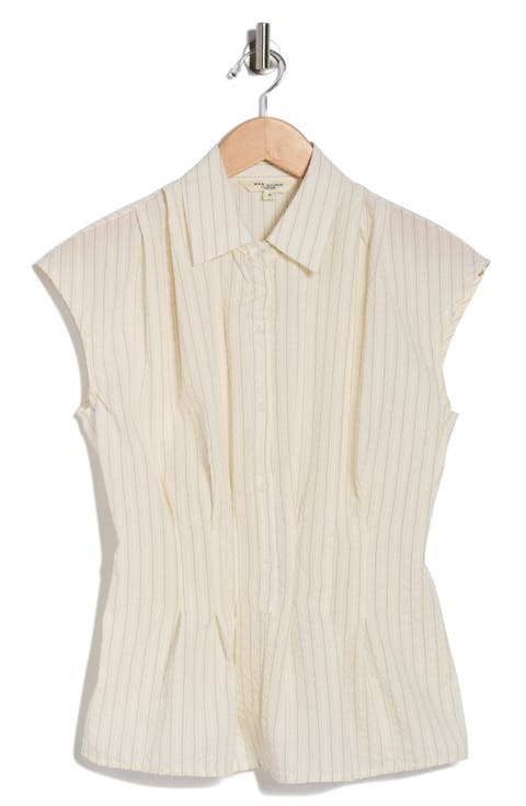 Pinstripe Pleated Sleeveless Shirt
