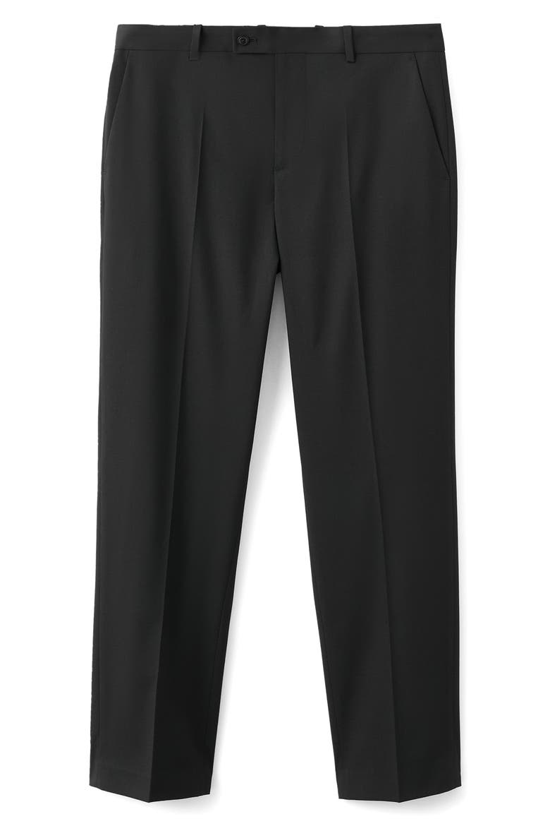 Pleated Straight Leg Suit Pants, Alternate, color, BLACK