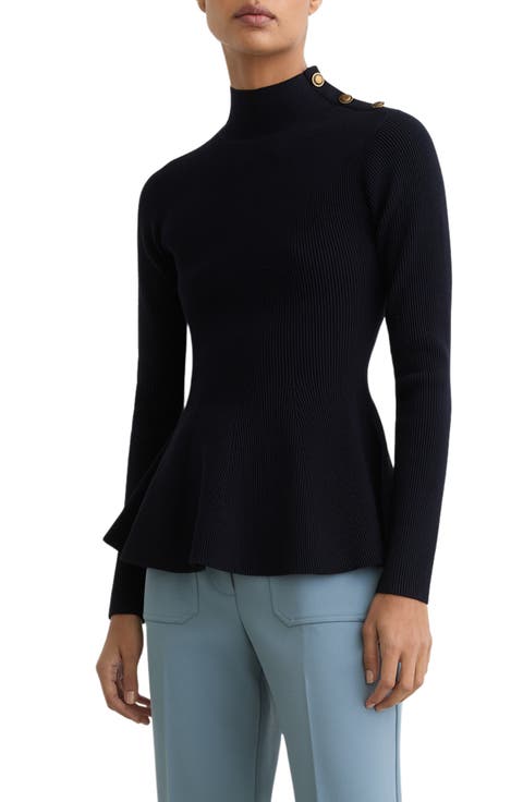 Isabella Rib Mock Neck Peplum Top