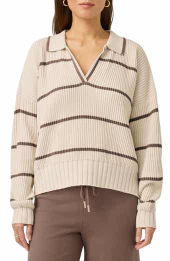 Splendid x @cellajaneblog Stripe Cotton Blend Polo Sweater