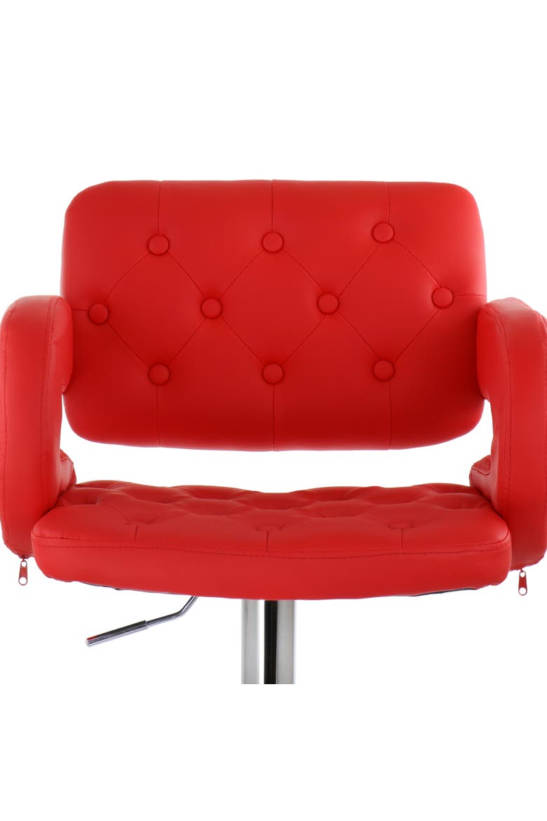 Faux Leather Tufted Bar Stool with Adjustable Height, Alternate, color, Red