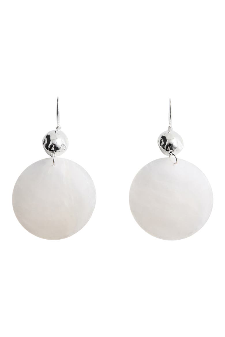 Shell Pendant Drop Earrings, Main, color, SILVER