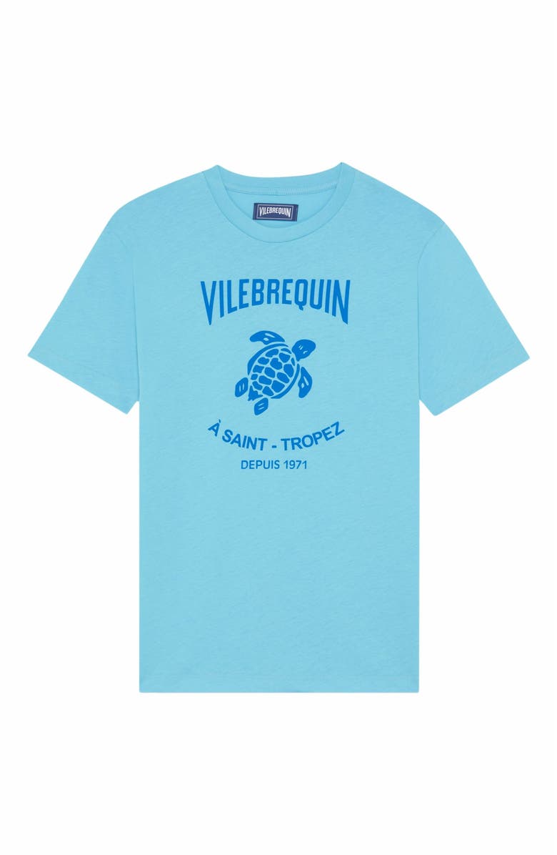 Vilebrequin Men's Gummy Logo Cotton T-Shirt, Alternate, color, Topaze Bleue