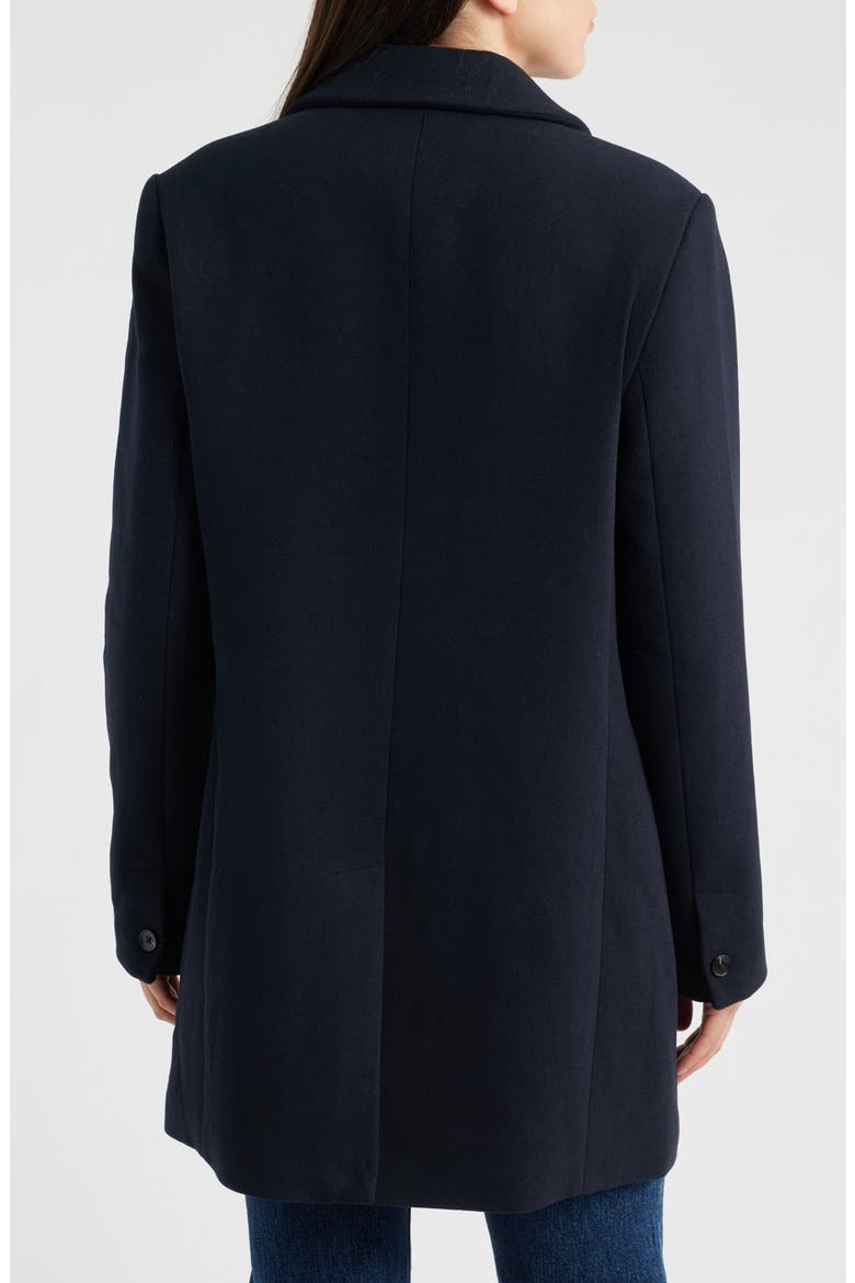 Plaid Double Breasted Coat, Alternate, color, NAVY