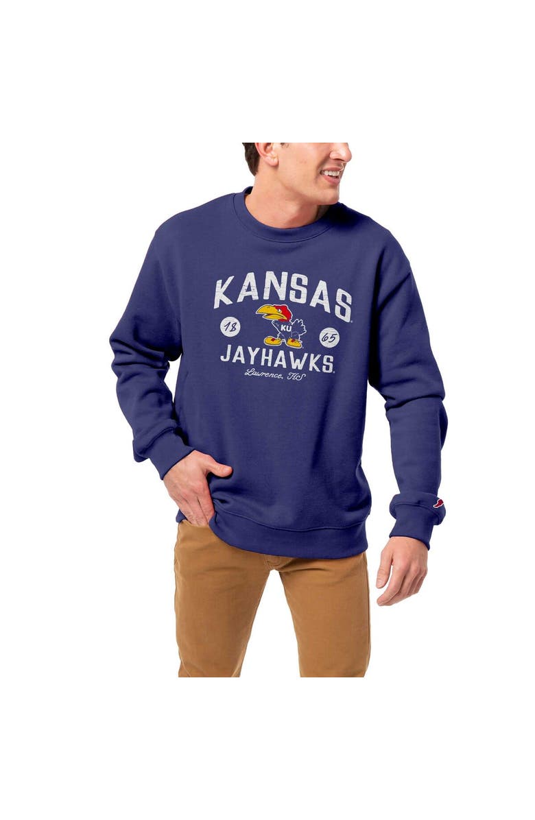 LEAGUE COLLEGIATE WEAR Men's League Collegiate Wear  Royal Kansas Jayhawks Bendy Arch Essential Pullover Sweatshirt, Alternate, color, Royal