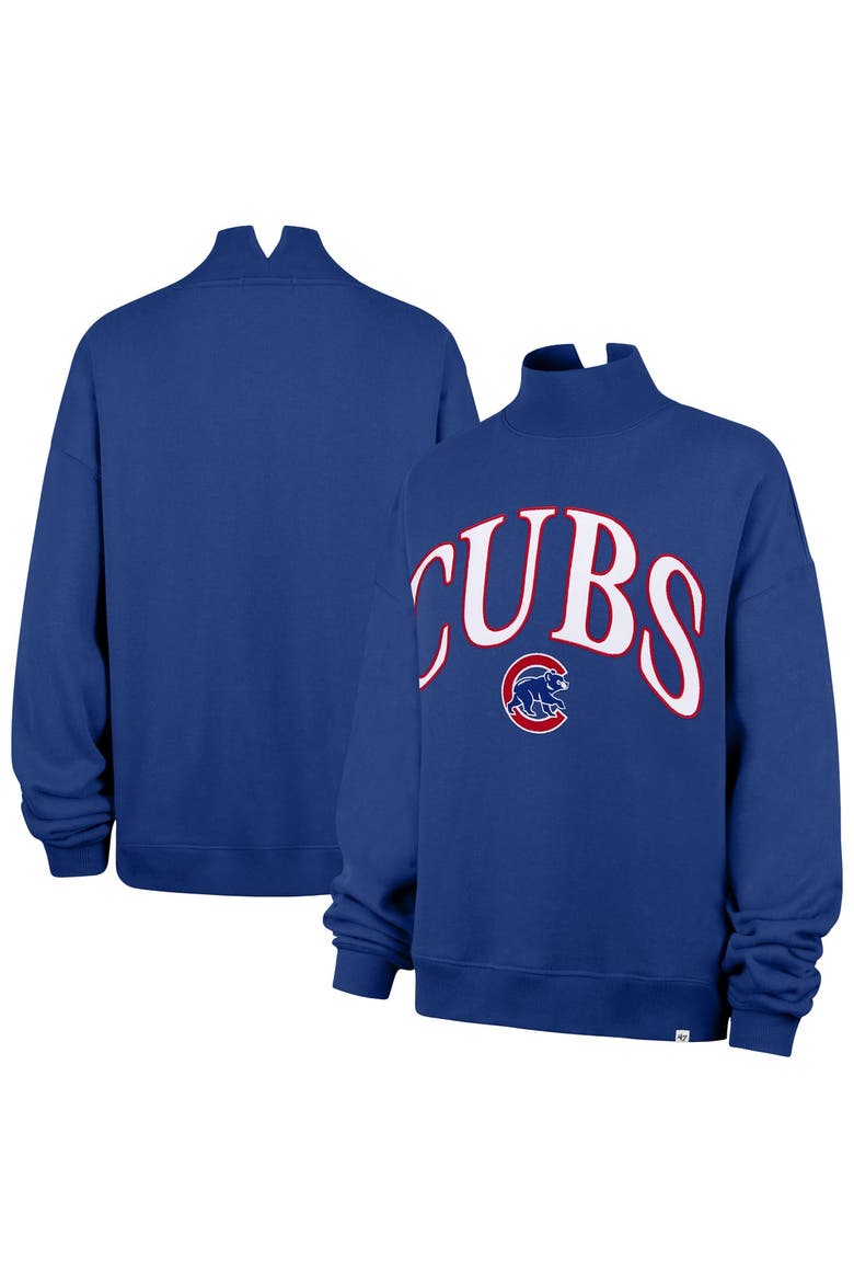 Women's '47 Royal Chicago Cubs Oversized Vantage Mock Neck Sweatshirt, Main, color, Royal