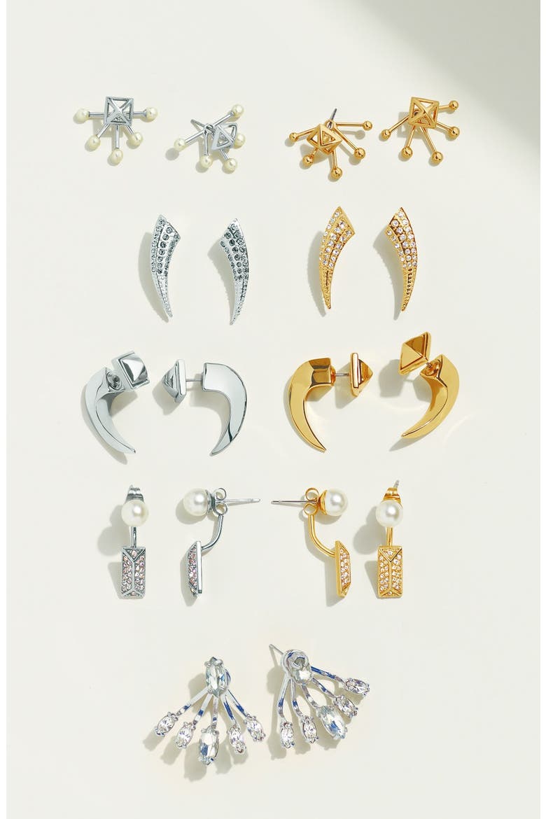 Crystal Ear Jackets, Alternate, color, SILVER/ CRYSTAL