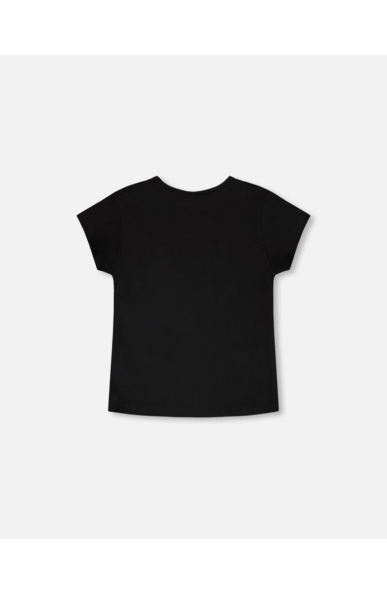 Deux par Deux Organic Cotton Jersey Candy Short Sleeve T-Shirt, Alternate, color, Black