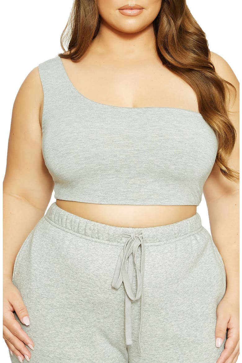 LORI ONE SHOULDER BCK CUT CROP, Alternate, color, HEATHER GREY