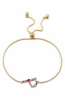 Mixed Crystal Initial Chain Bracelet