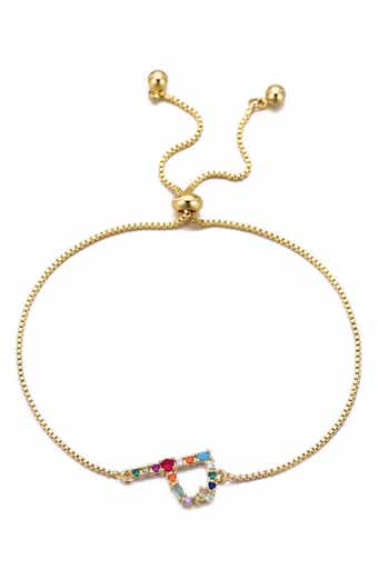 Mixed Crystal Initial Chain Bracelet