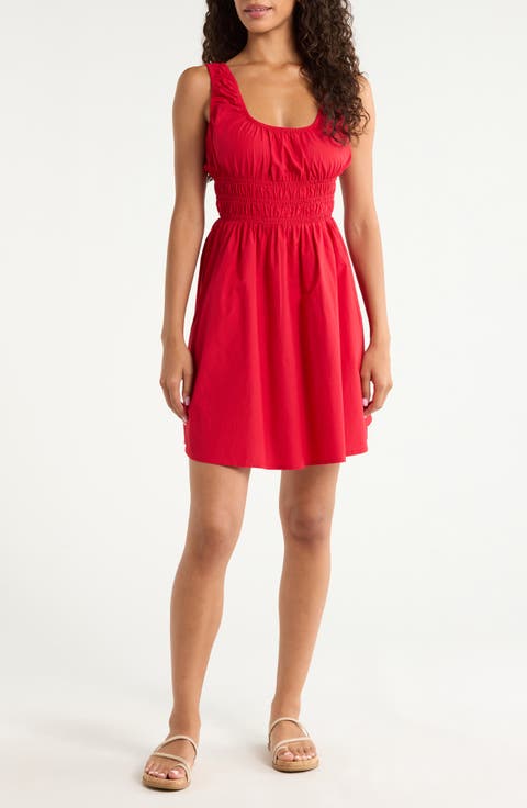 Sunseeker Smocked Waist Sleeveless Minidress
