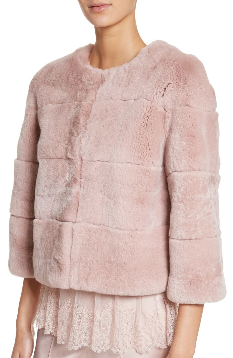 St. John Collection Genuine Rex Rabbit Fur Jacket | Nordstrom