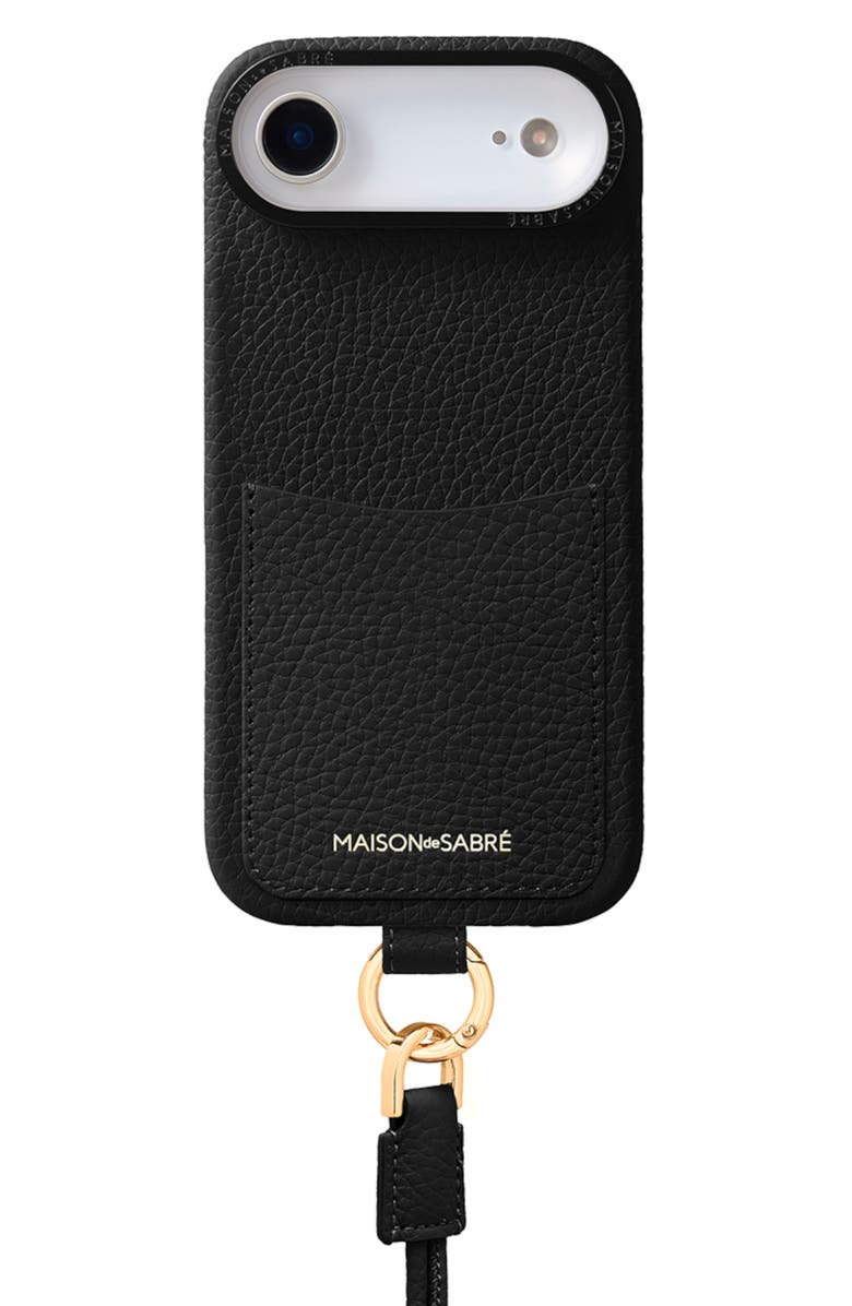MAISON de SABRÉ Sling Phone Case, Main, color, Black Caviar