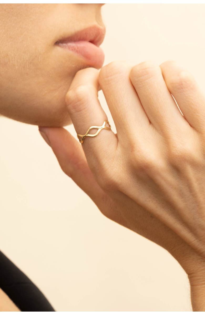 Oradina 14K Gold Forever Yours Stack Ring, Alternate, color, Yellow Gold