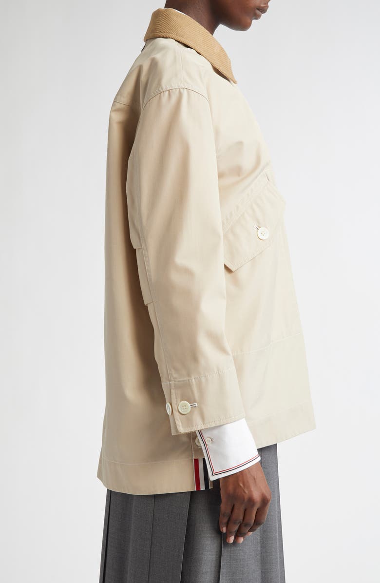 Thom Browne Corduroy Collar Gardening Coat, Alternate, color, Khaki