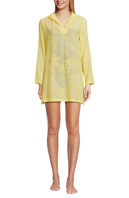 LANDS' END LANDS' END COTTON JERSEY LONG SLEEVE HOODED SWIM COVER-UP DRESS 