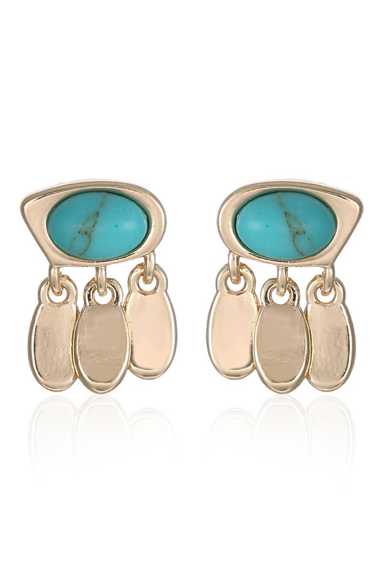 Stone Drop Stud Earrings, Alternate, color, TURQUOISE